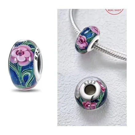 Bola Azul con Flor Rosa