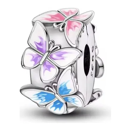 Clip de Mariposas de Colores en Plata 925