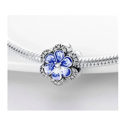 Flor Azul con Cristales