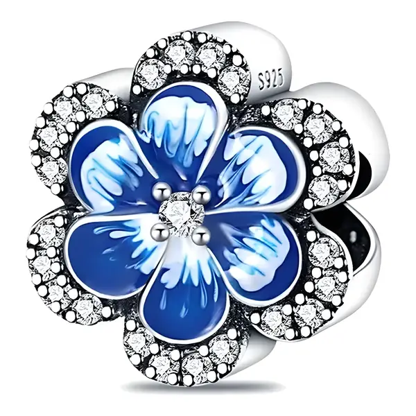 Flor Azul con Cristales