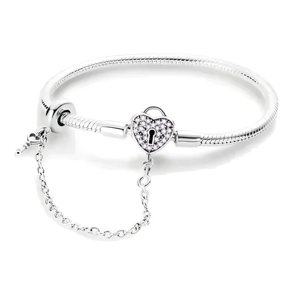 Pulsera Candado Rosa con Cadena
